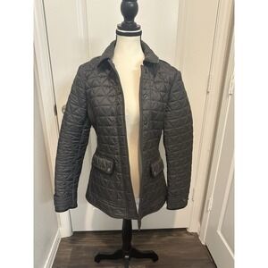 Burberry Brit Women's Diamond Quilted Jacket Dark Gray Size M Preppy Barn Jacket